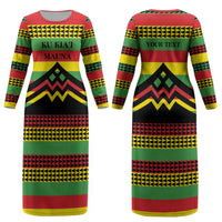 Hawaii Ku Kia'i Mauna Personalized Couples Matching Long Sleeve Bodycon Dress and Hawaiian Shirt Hawaiian Kanaka Maoli Motif LT9 - Polynesian Pride