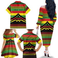 Hawaii Ku Kia'i Mauna Personalized Family Matching Off The Shoulder Long Sleeve Dress and Hawaiian Shirt Hawaiian Kanaka Maoli Motif LT9 - Polynesian Pride