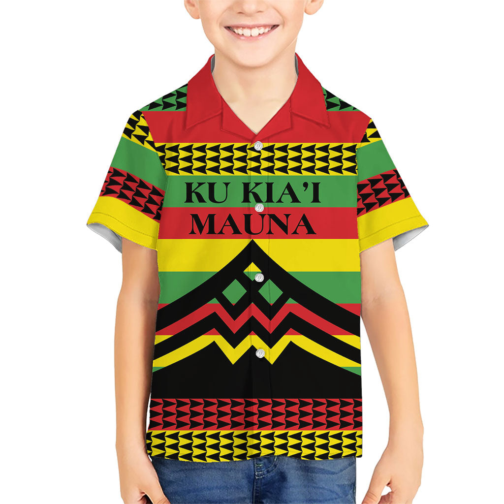 Hawaii Ku Kia'i Mauna Personalized Family Matching Puletasi and Hawaiian Shirt Hawaiian Kanaka Maoli Motif LT9 Son's Shirt Green - Polynesian Pride