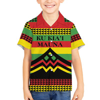 Hawaii Ku Kia'i Mauna Personalized Family Matching Short Sleeve Bodycon Dress and Hawaiian Shirt Hawaiian Kanaka Maoli Motif LT9 Son's Shirt Green - Polynesian Pride