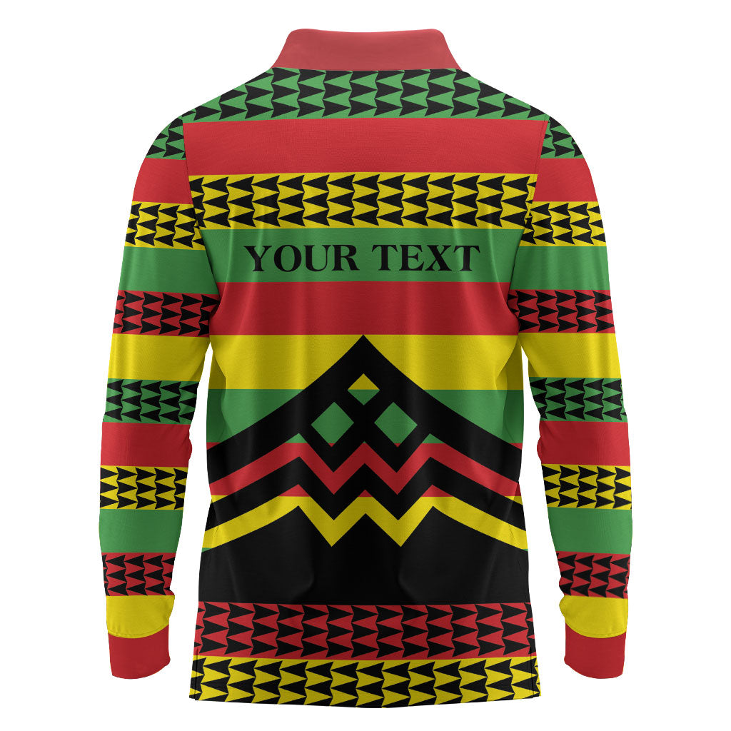 Hawaii Ku Kia'i Mauna Personalized Long Sleeve Polo Shirt Hawaiian Kanaka Maoli Motif