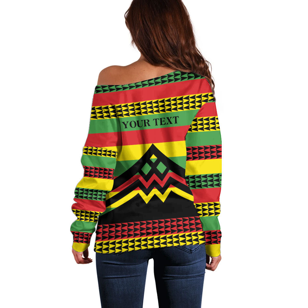 Hawaii Ku Kia'i Mauna Personalized Off Shoulder Sweater Hawaiian Kanaka Maoli Motif
