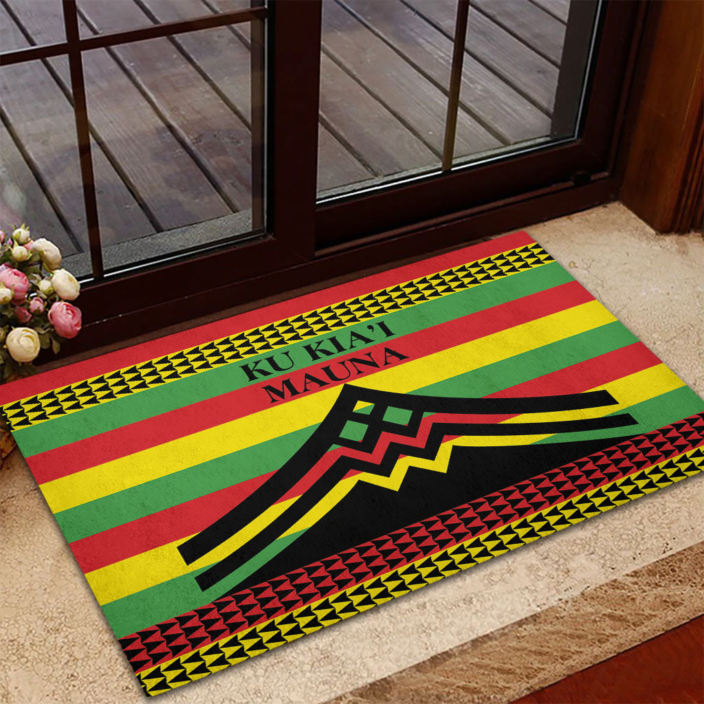 Hawaii Ku Kia'i Mauna Rubber Doormat Hawaiian Kanaka Maoli Motif