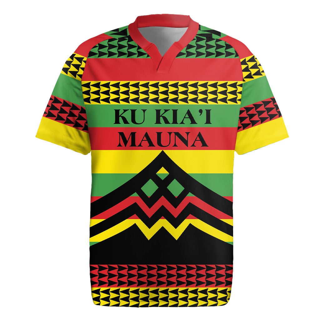 Hawaii Ku Kia'i Mauna Personalized Rugby Jersey Hawaiian Kanaka Maoli Motif LT9 Green - Polynesian Pride