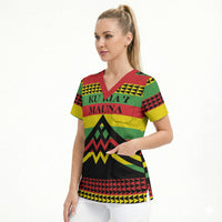 Hawaii Ku Kia'i Mauna Personalized Scrub Top Hawaiian Kanaka Maoli Motif