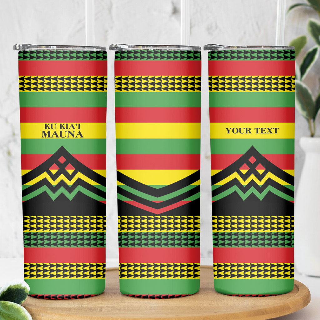 Hawaii Ku Kia'i Mauna Personalized Skinny Tumbler Hawaiian Kanaka Maoli Motif LT9 - Polynesian Pride