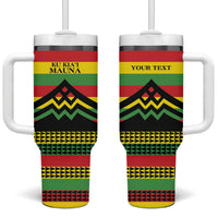 Hawaii Ku Kia'i Mauna Personalized Tumbler With Handle Hawaiian Kanaka Maoli Motif LT9 One Size: 40 oz Green - Polynesian Pride