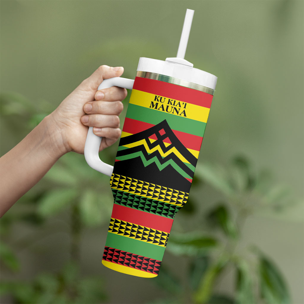 Hawaii Ku Kia'i Mauna Personalized Tumbler With Handle Hawaiian Kanaka Maoli Motif LT9 - Polynesian Pride