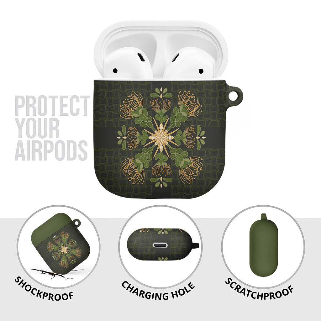 Hawaii Ohia Lehua Squares AirPods Case Hawaiian Quilt Inspired Floral Pattern