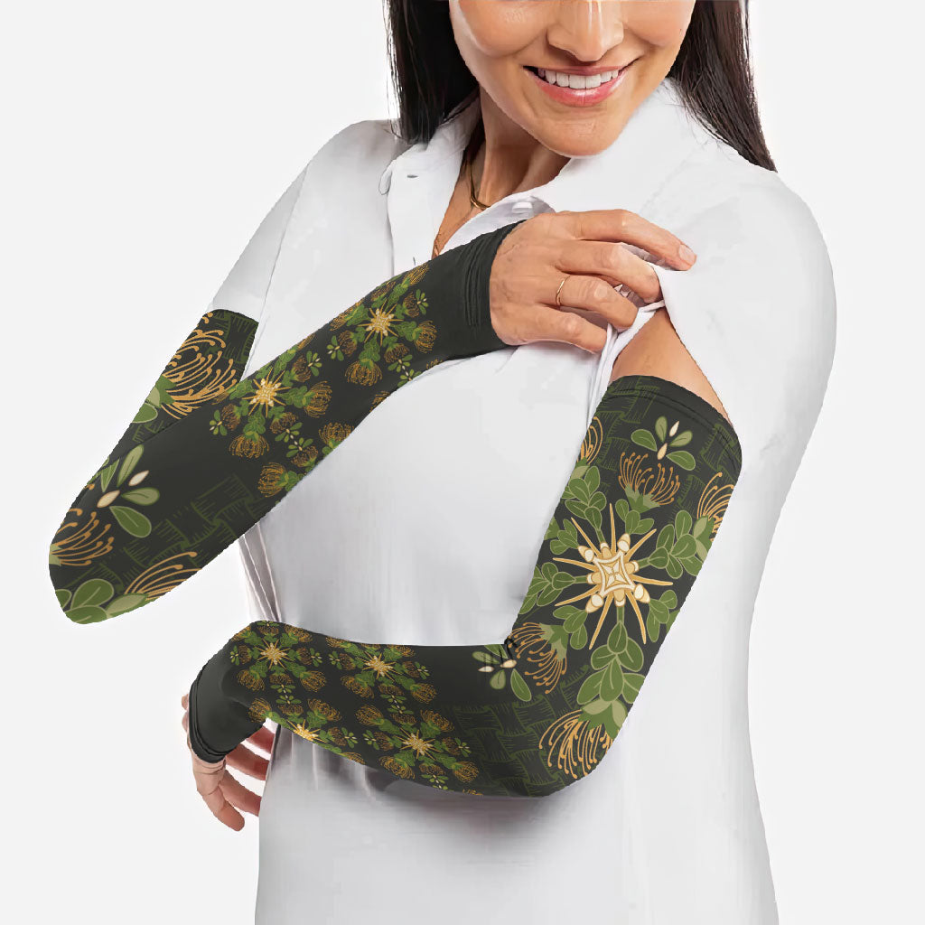 Hawaii Ohia Lehua Squares Arm Sleeves Hawaiian Quilt Inspired Floral Pattern