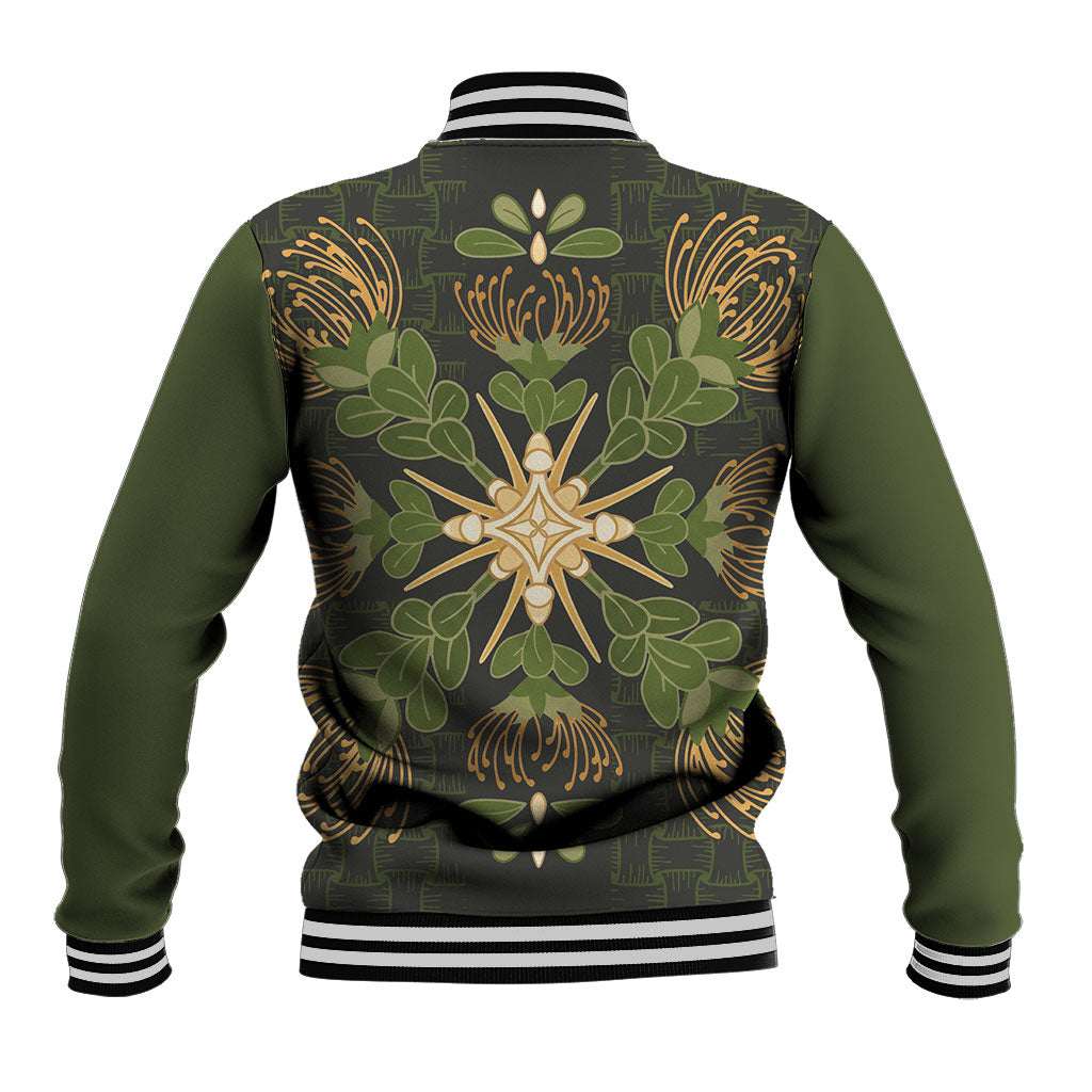 Hawaii Ohia Lehua Squares Baseball Jacket Hawaiian Quilt Inspired Floral Pattern