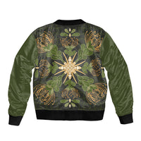 Hawaii Ohia Lehua Squares Bomber Jacket Hawaiian Quilt Inspired Floral Pattern