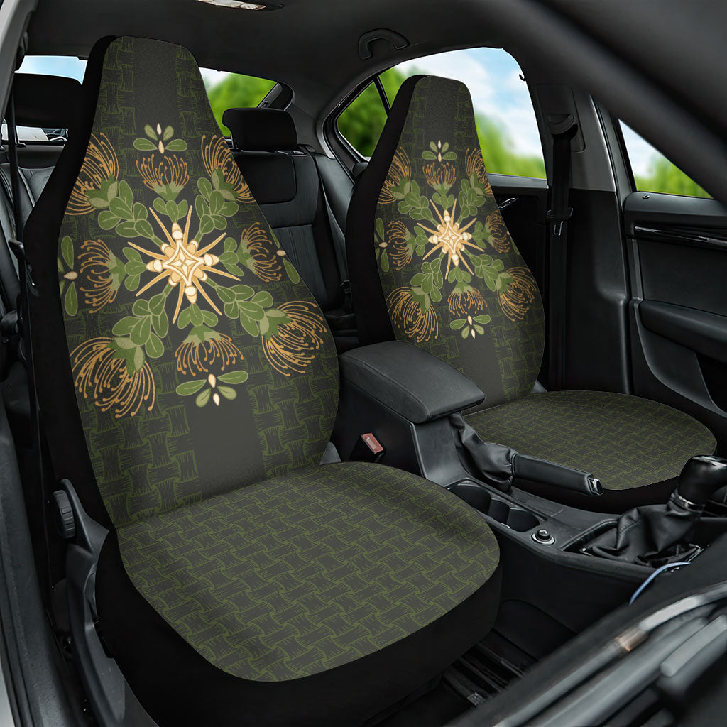 Hawaii Ohia Lehua Squares Car Seat Cover Hawaiian Quilt Inspired Floral Pattern LT9 One Size Green - Polynesian Pride