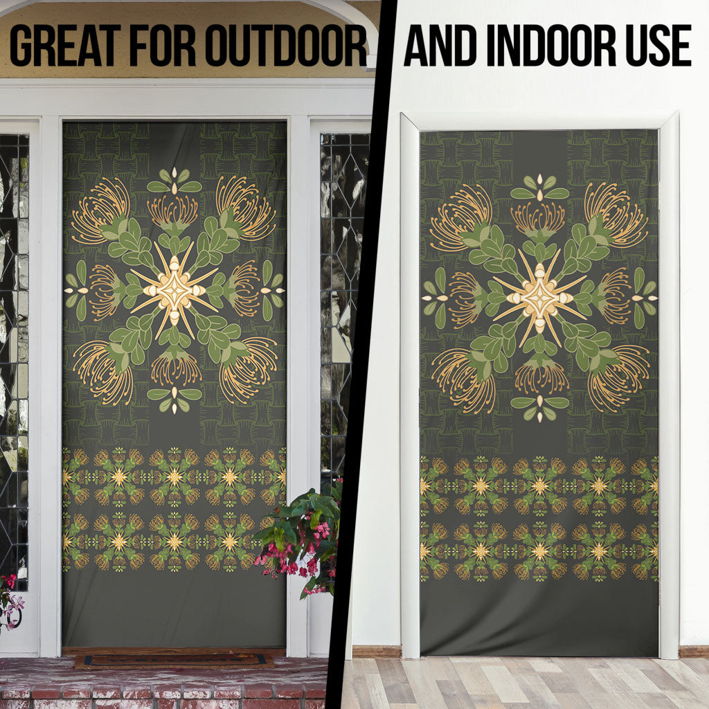 Hawaii Ohia Lehua Squares Door Cover Hawaiian Quilt Inspired Floral Pattern