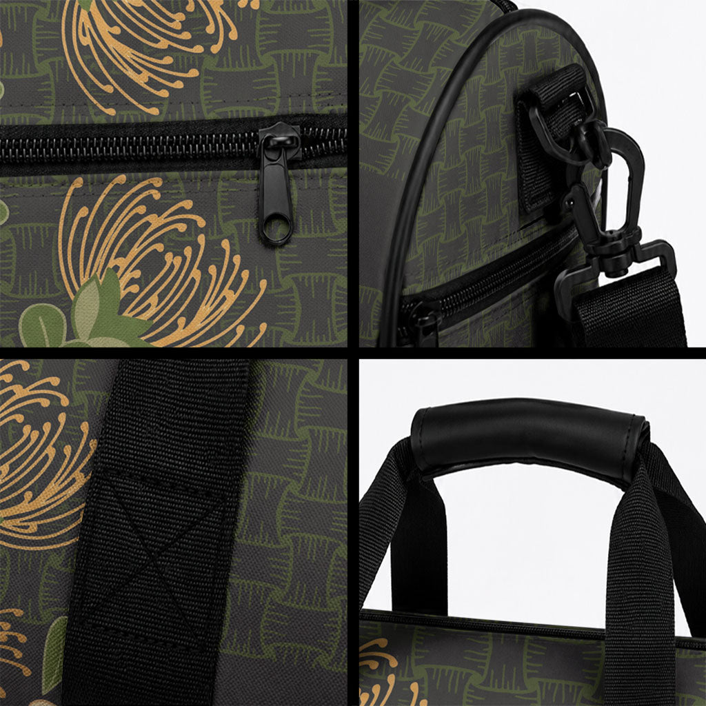 Hawaii Ohia Lehua Squares Duffle Bag Hawaiian Quilt Inspired Floral Pattern LT9 - Polynesian Pride