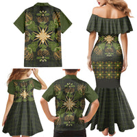 Hawaii Ohia Lehua Squares Family Matching Mermaid Dress and Hawaiian Shirt Hawaiian Quilt Inspired Floral Pattern LT9 - Polynesian Pride