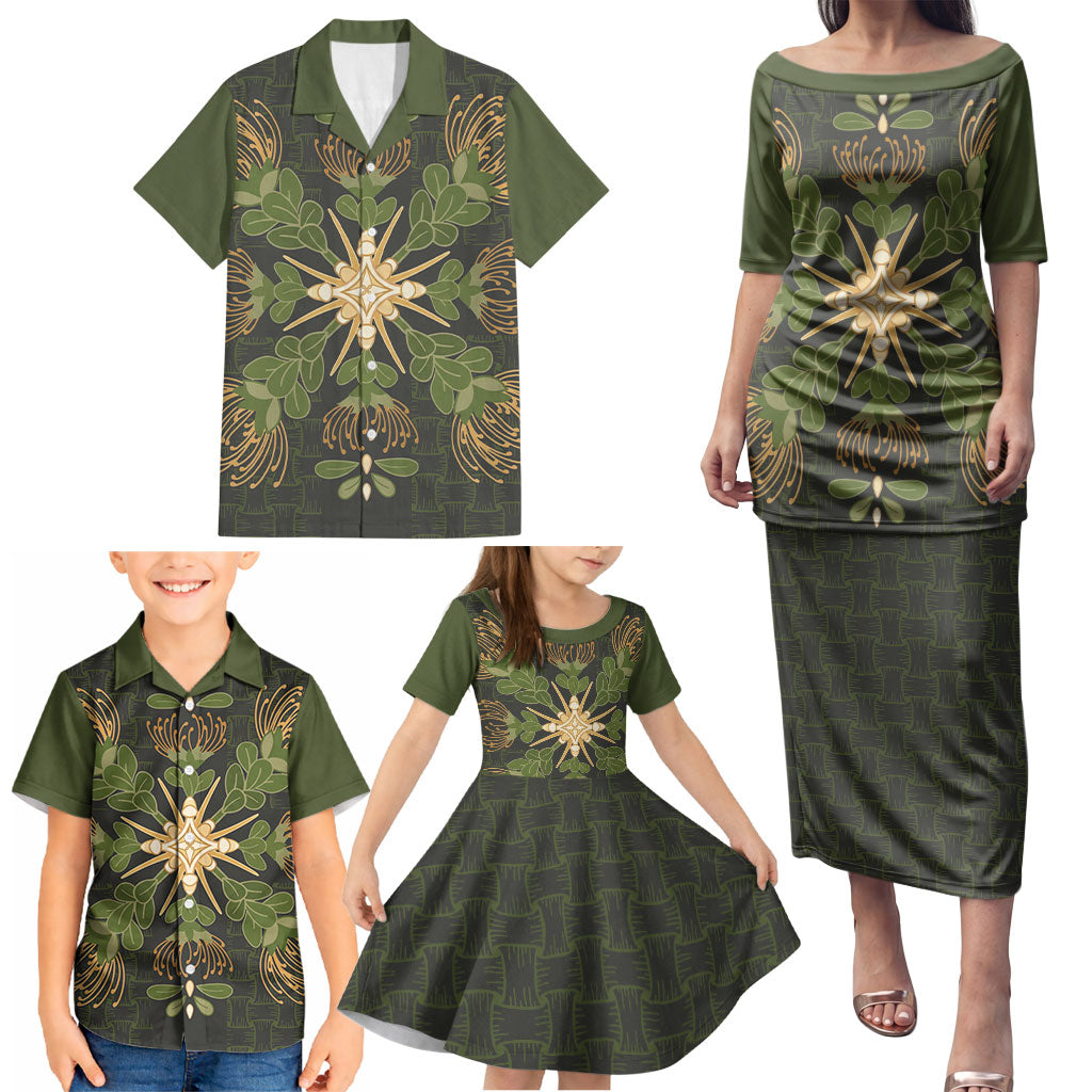 Hawaii Ohia Lehua Squares Family Matching Puletasi and Hawaiian Shirt Hawaiian Quilt Inspired Floral Pattern LT9 - Polynesian Pride