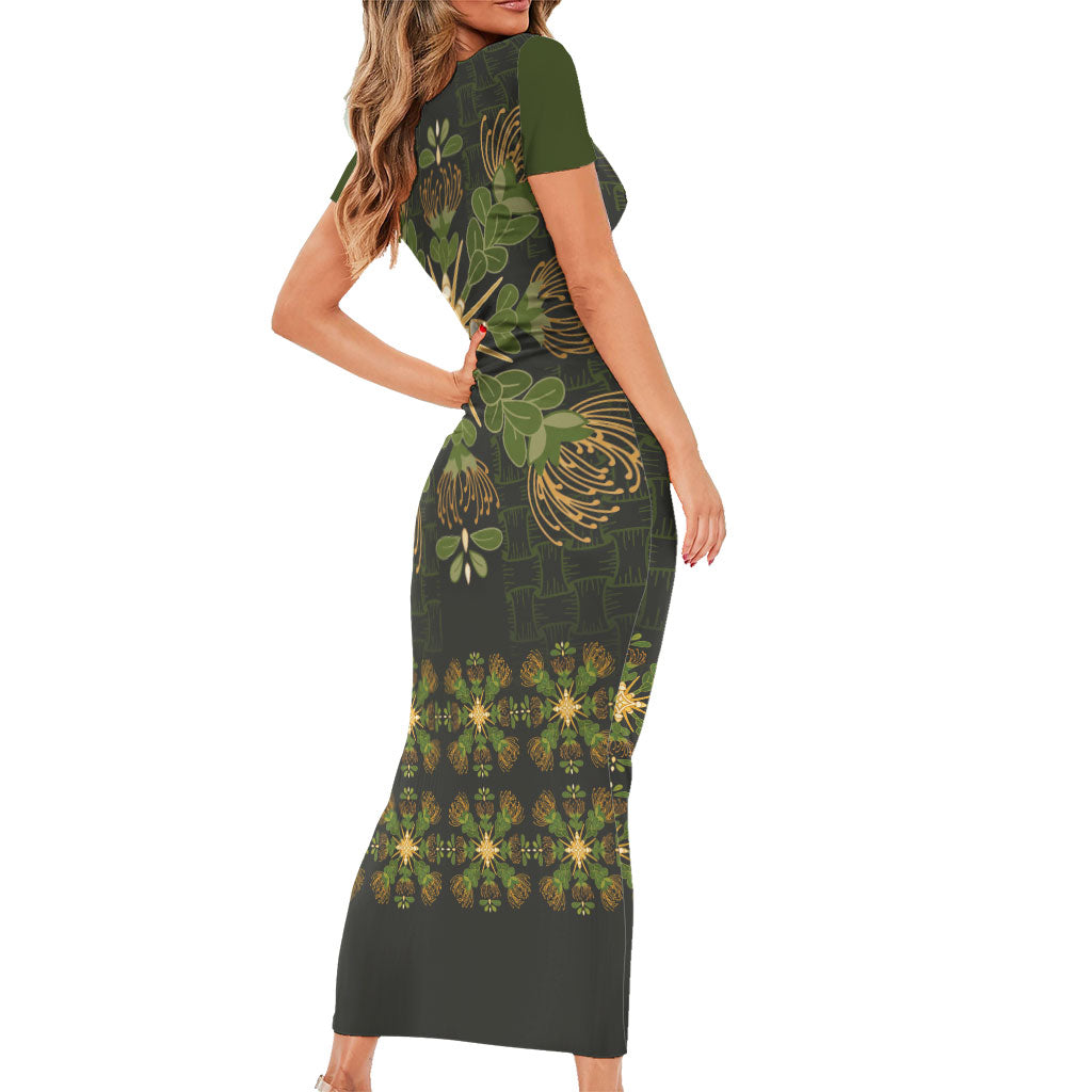 Hawaii Ohia Lehua Squares Family Matching Short Sleeve Bodycon Dress and Hawaiian Shirt Hawaiian Quilt Inspired Floral Pattern LT9 - Polynesian Pride