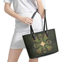 Hawaii Ohia Lehua Squares Leather Tote Bag Hawaiian Quilt Inspired Floral Pattern