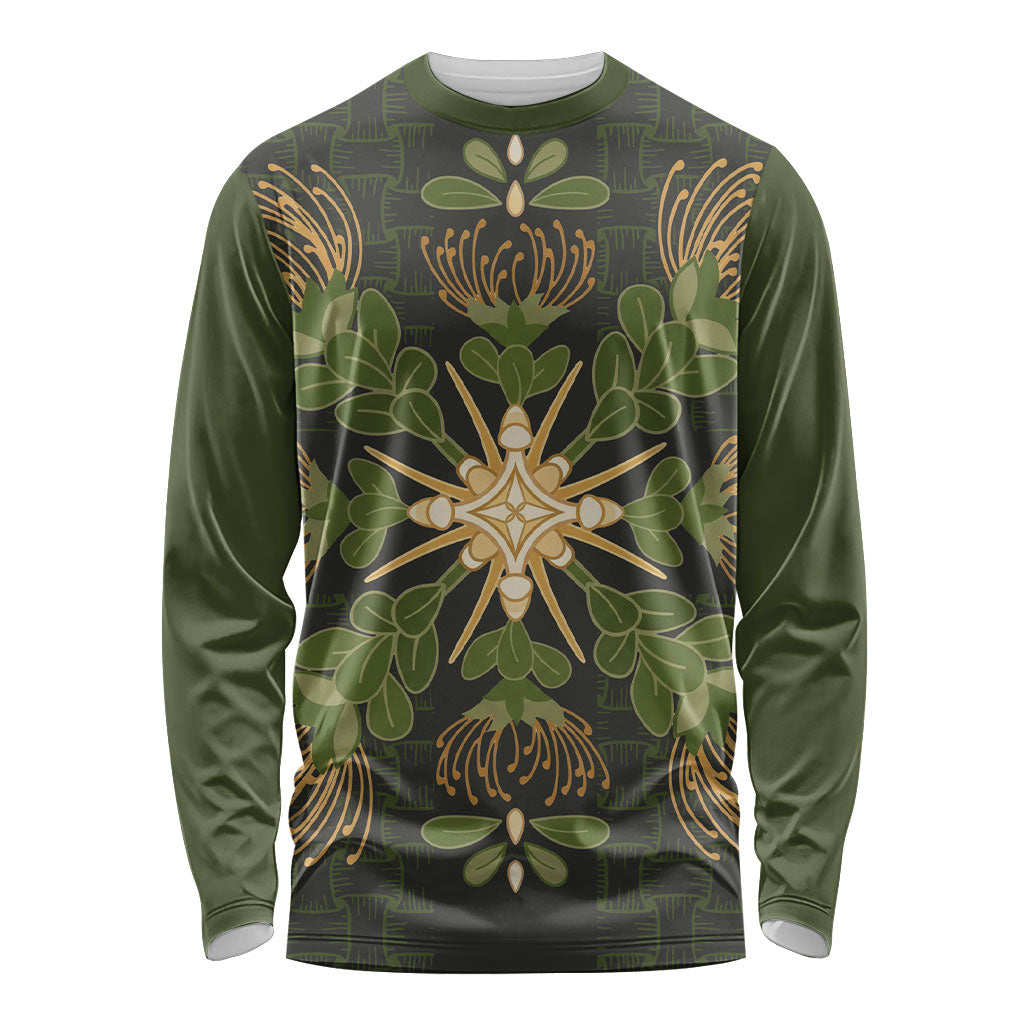 Hawaii Ohia Lehua Squares Long Sleeve Shirt Hawaiian Quilt Inspired Floral Pattern