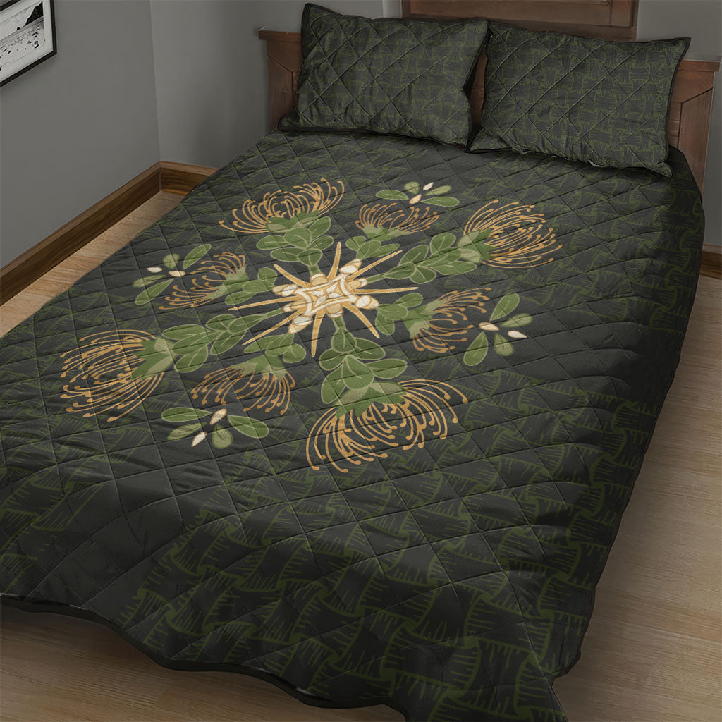 Hawaii Ohia Lehua Squares Quilt Bed Set Hawaiian Quilt Inspired Floral Pattern
