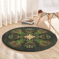 Hawaii Ohia Lehua Squares Round Carpet Hawaiian Quilt Inspired Floral Pattern