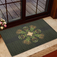 Hawaii Ohia Lehua Squares Rubber Doormat Hawaiian Quilt Inspired Floral Pattern