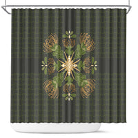 Hawaii Ohia Lehua Squares Shower Curtain Hawaiian Quilt Inspired Floral Pattern
