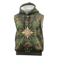 Hawaii Ohia Lehua Squares Sleeveless Hoodie Hawaiian Quilt Inspired Floral Pattern