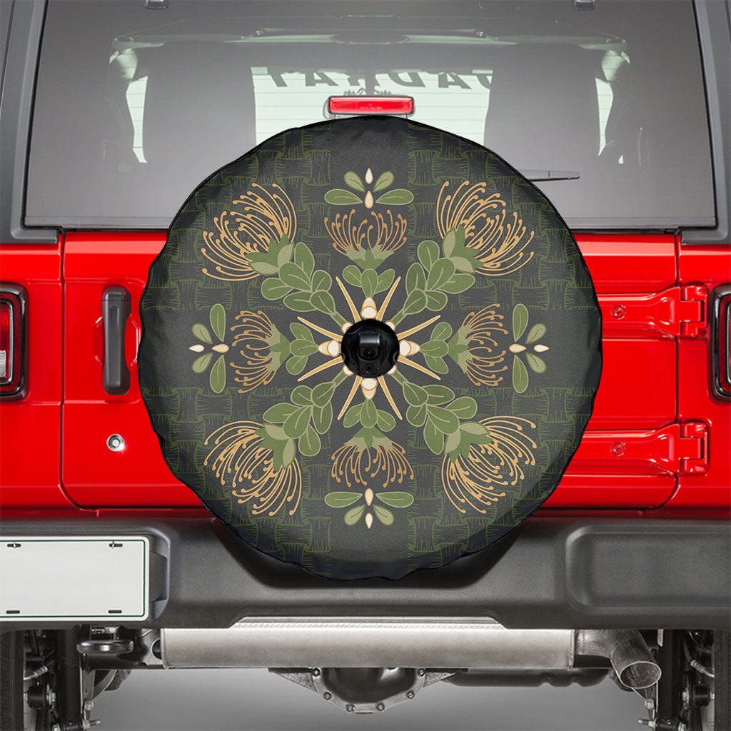 Hawaii Ohia Lehua Squares Spare Tire Cover Hawaiian Quilt Inspired Floral Pattern