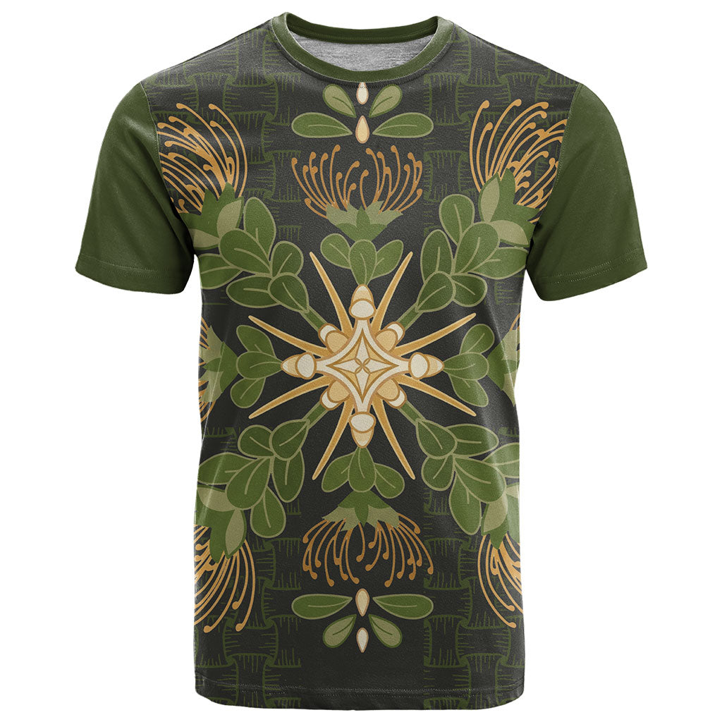 Hawaii Ohia Lehua Squares T Shirt Hawaiian Quilt Inspired Floral Pattern LT9 Green - Polynesian Pride