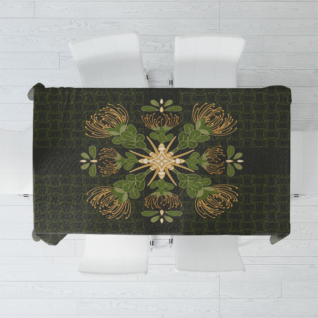 Hawaii Ohia Lehua Squares Tablecloth Hawaiian Quilt Inspired Floral Pattern LT9 Green - Polynesian Pride