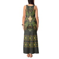 Hawaii Ohia Lehua Squares Tank Maxi Dress Hawaiian Quilt Inspired Floral Pattern