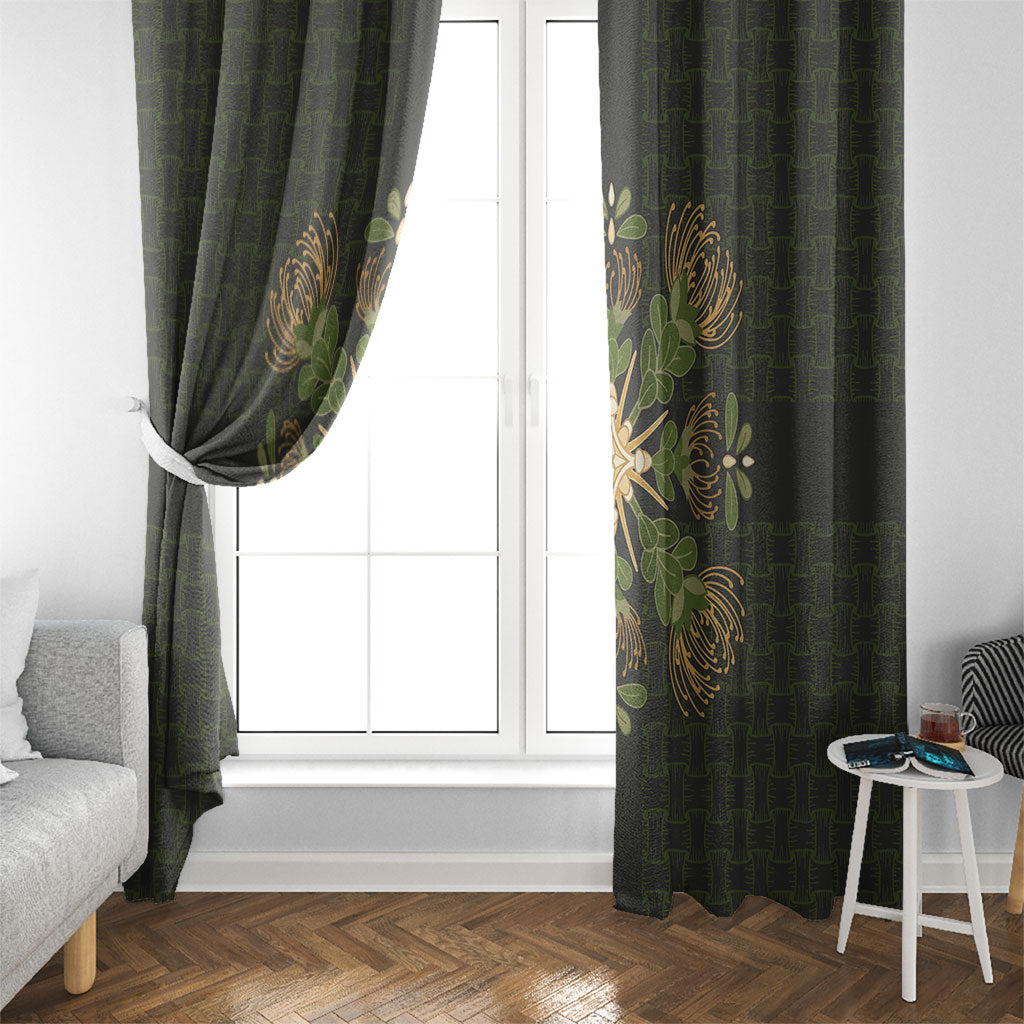 Hawaii Ohia Lehua Squares Window Curtain Hawaiian Quilt Inspired Floral Pattern