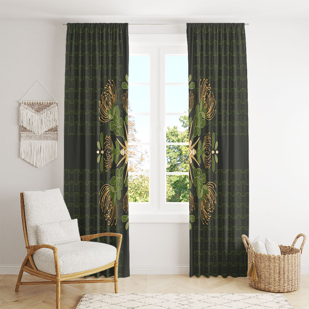 Hawaii Ohia Lehua Squares Window Curtain Hawaiian Quilt Inspired Floral Pattern