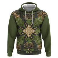 Hawaii Ohia Lehua Squares Zip Hoodie Hawaiian Quilt Inspired Floral Pattern