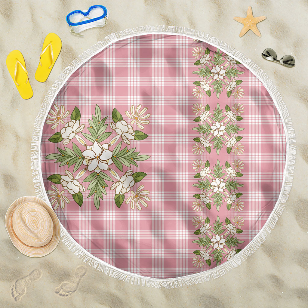 Akala Hamele Hawai'i Palaka Squares Maile Leaf Beach Blanket Flowers Hawaiian Quilt Patterns LT9 One Size 150cm Dusty Rose - Polynesian Pride
