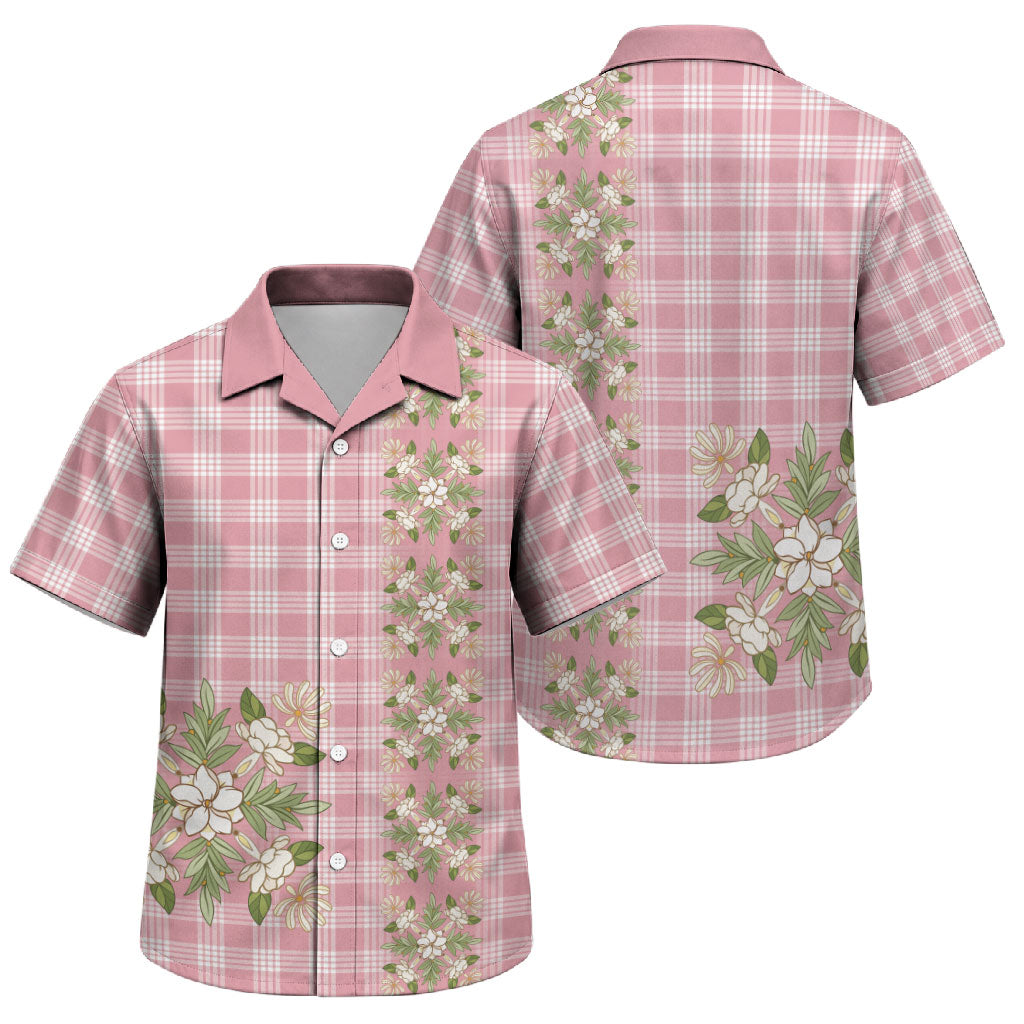 Akala Hamele Hawai'i Palaka Squares Maile Leaf Family Matching Puletasi and Hawaiian Shirt Flowers Hawaiian Quilt Patterns