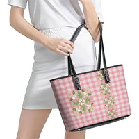 Akala Hamele Hawai'i Palaka Squares Maile Leaf Leather Tote Bag Flowers Hawaiian Quilt Patterns