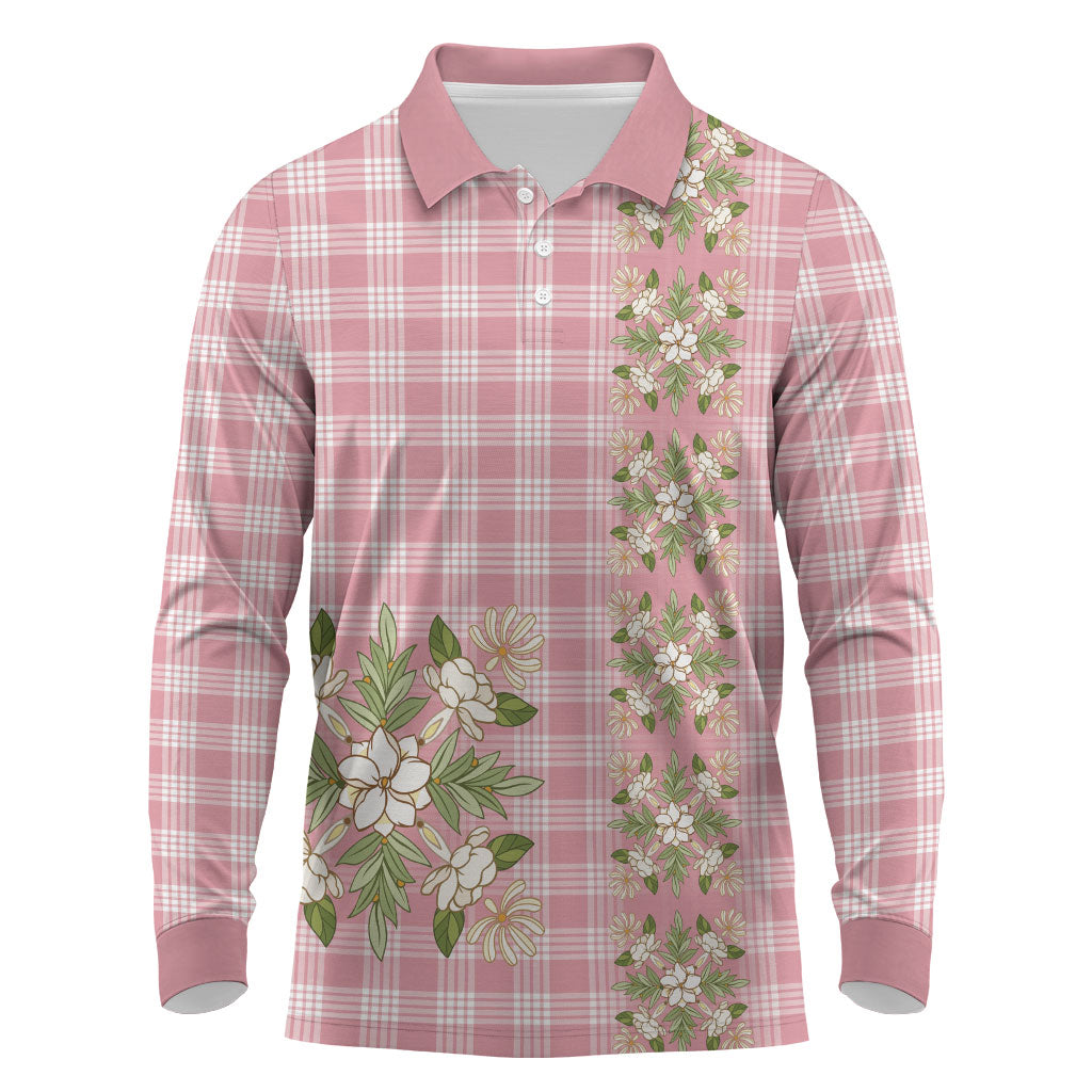 Akala Hamele Hawai'i Palaka Squares Maile Leaf Long Sleeve Polo Shirt Flowers Hawaiian Quilt Patterns