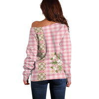 Akala Hamele Hawai'i Palaka Squares Maile Leaf Off Shoulder Sweater Flowers Hawaiian Quilt Patterns