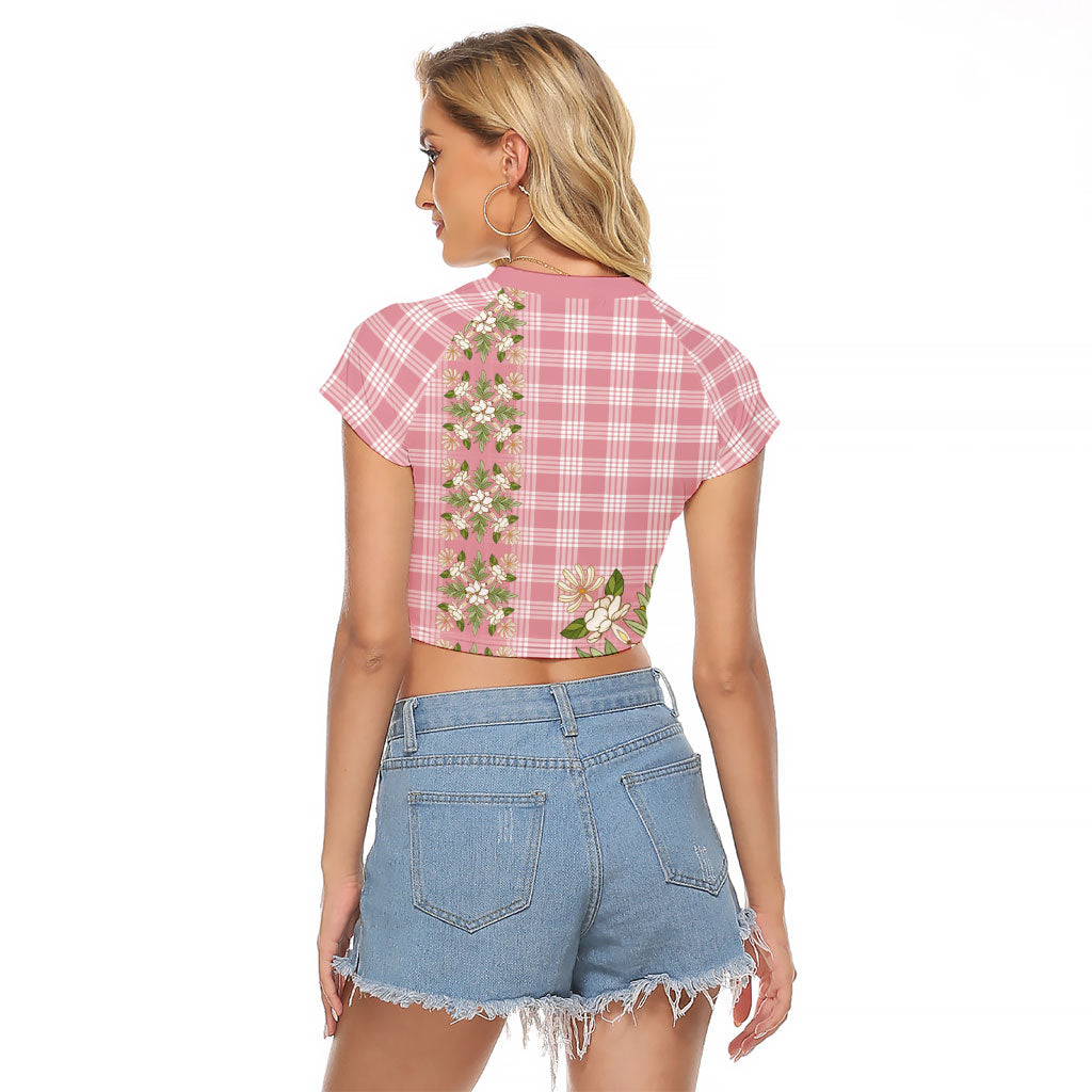 Akala Hamele Hawai'i Palaka Squares Maile Leaf Raglan Cropped T Shirt Flowers Hawaiian Quilt Patterns
