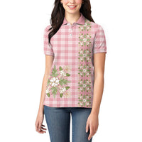 Akala Hamele Hawai'i Palaka Squares Maile Leaf Women Polo Shirt Flowers Hawaiian Quilt Patterns