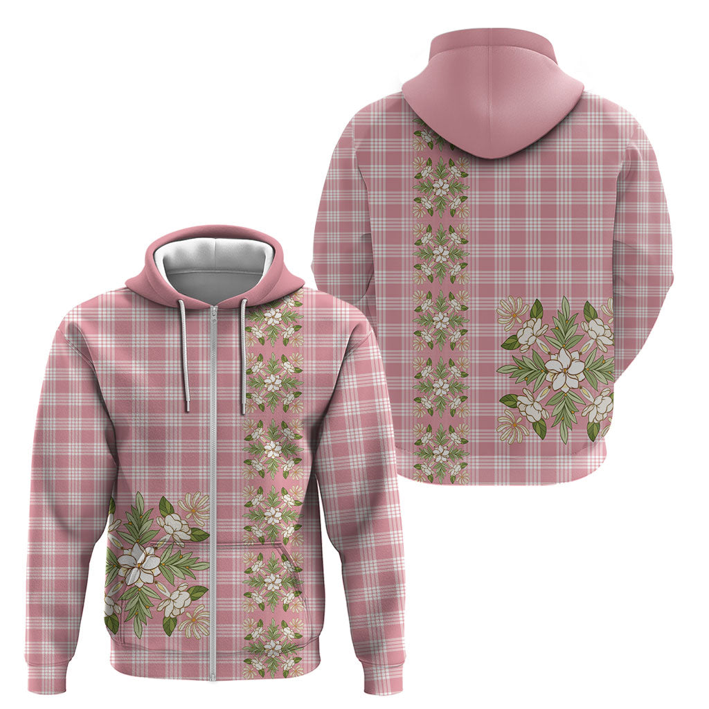 Akala Hamele Hawai'i Palaka Squares Maile Leaf Zip Hoodie Flowers Hawaiian Quilt Patterns