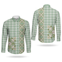 Liko Kukui Hawai'i Palaka Squares Maile Leaf Couples Matching Puletasi and Long Sleeve Button Shirt Flowers Hawaiian Quilt Patterns