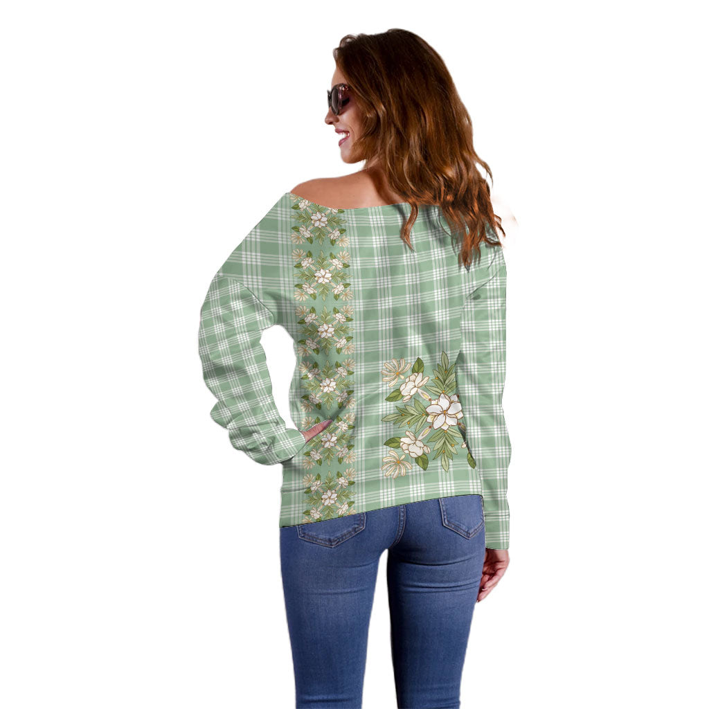 Liko Kukui Hawai'i Palaka Squares Maile Leaf Off Shoulder Sweater Flowers Hawaiian Quilt Patterns
