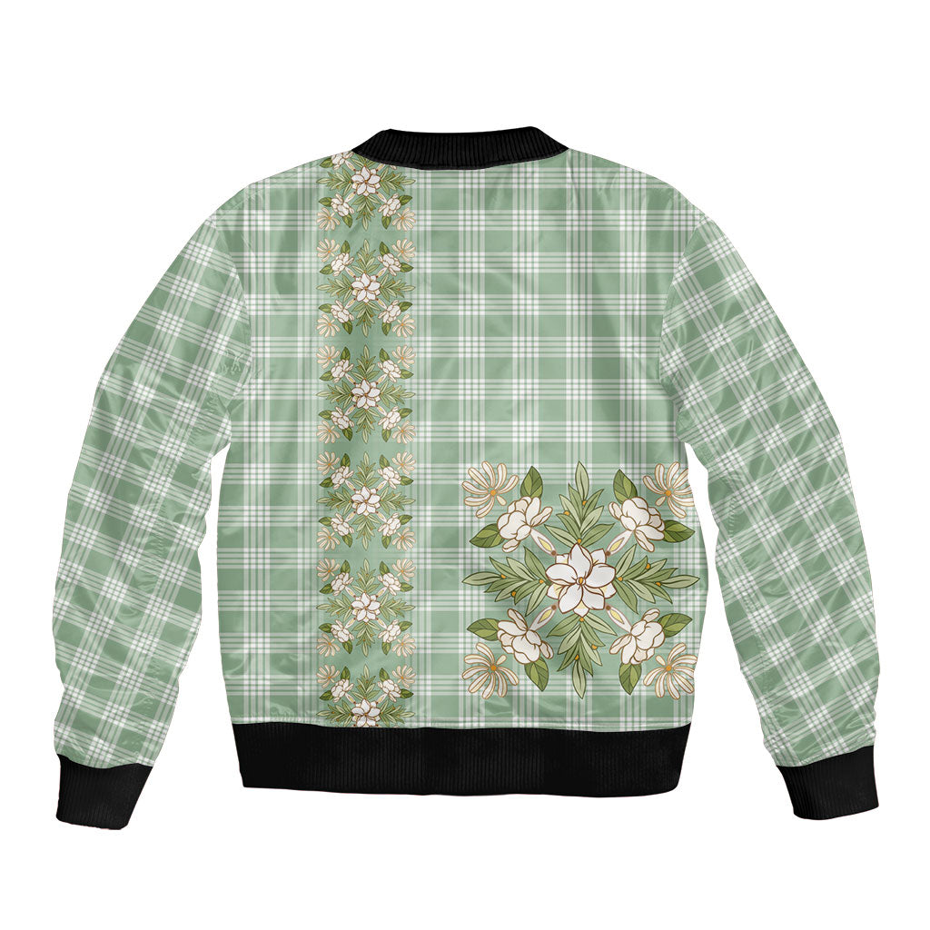 Liko Kukui Hawai'i Palaka Squares Maile Leaf Sleeve Zip Bomber Jacket Flowers Hawaiian Quilt Patterns
