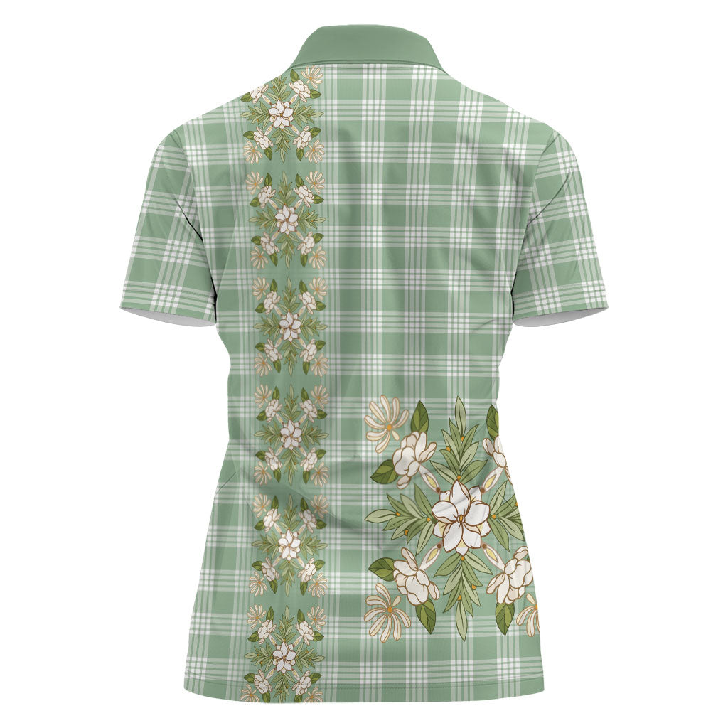Liko Kukui Hawai'i Palaka Squares Maile Leaf Women Polo Shirt Flowers Hawaiian Quilt Patterns