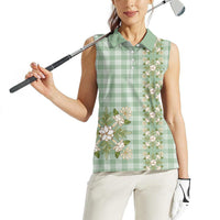 Liko Kukui Hawai'i Palaka Squares Maile Leaf Women Sleeveless Polo Shirt Flowers Hawaiian Quilt Patterns