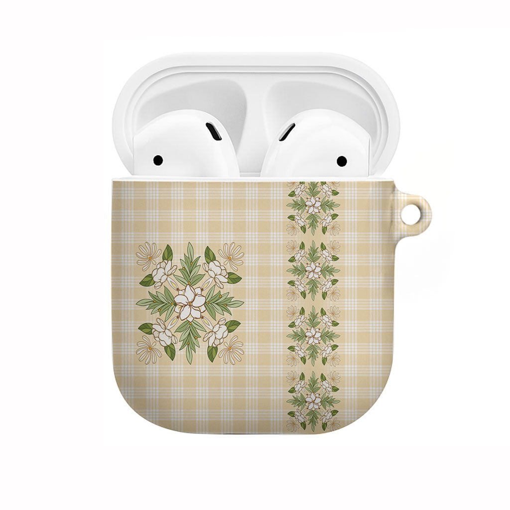 Melemele Ahiahia Hawai'i Palaka Squares Maile Leaf AirPods Case Flowers Hawaiian Quilt Patterns